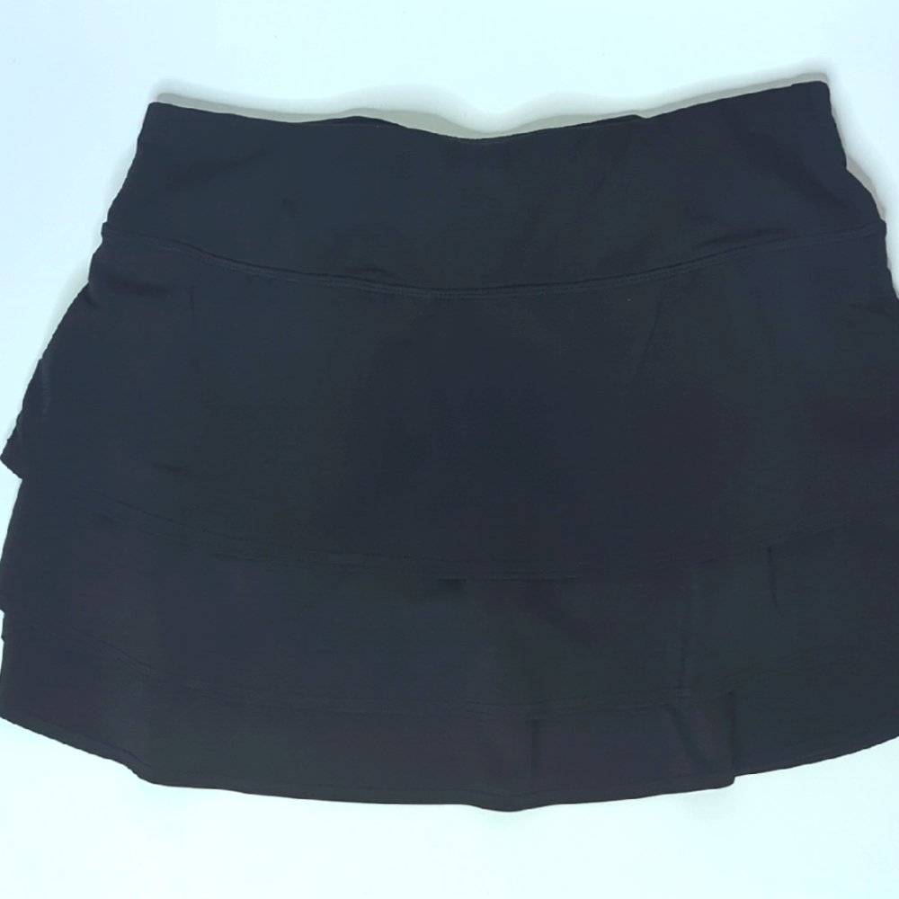 Athleta Black Stripe Swagger Skirt Skort Tiered Medium Tall